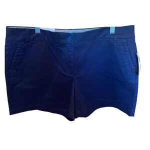 Crown & Ivy Petite Navy Blue Shorts Chino Casual‎ Everyday Size 14P NEW